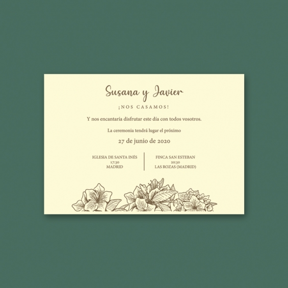 Invitación de boda Susana y Javier